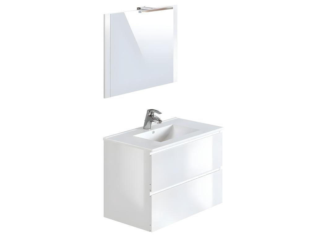 Bathroom cabinet in glossy white particleboard - Length 80 x Depth 45 x Height 85 cm XSAO33775