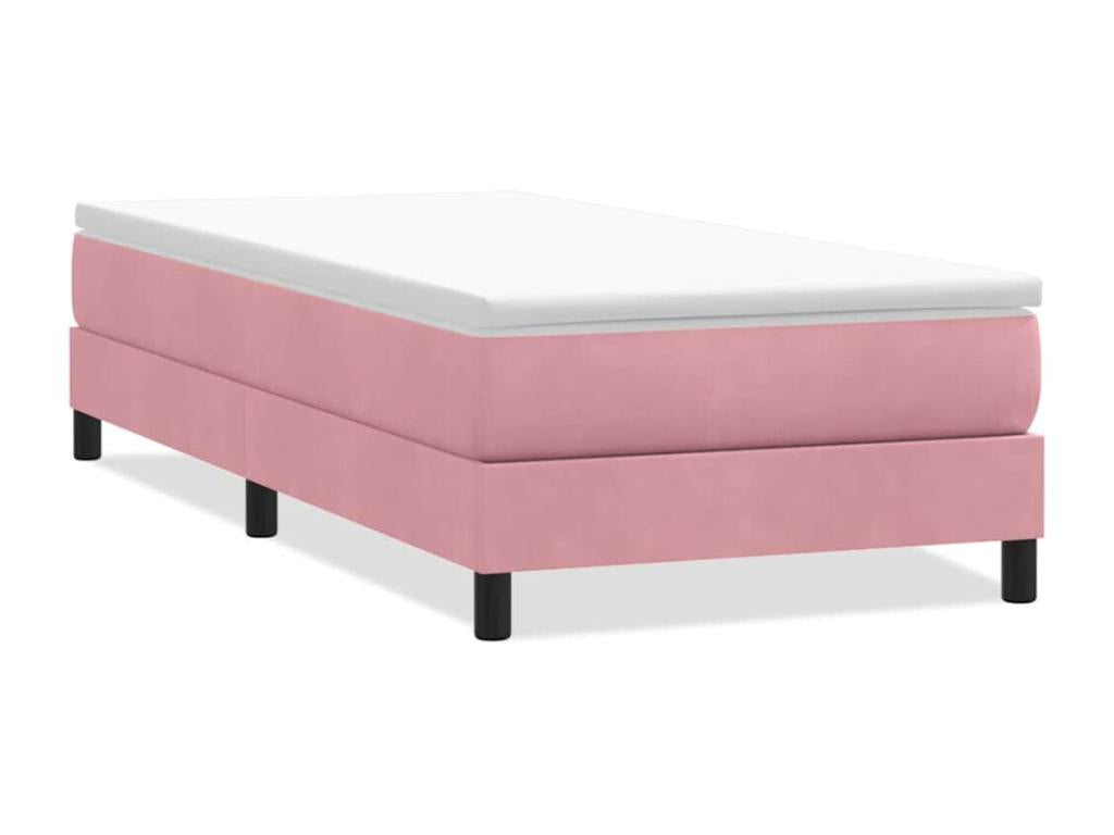 Pink velvet bed base without mattress, 100x210 cm, JADQ57276