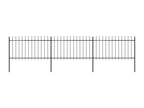 Garden fence with spear-shaped top, steel, 5.1 x 1 m, black, IYYG72980