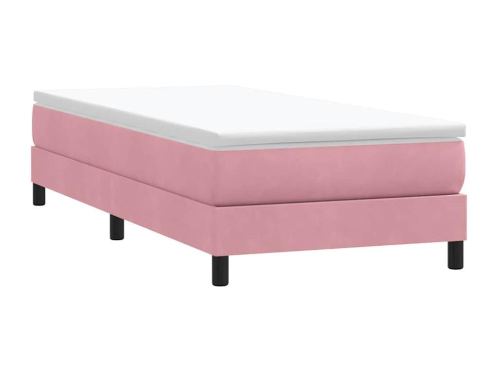Pink velvet bed base without mattress, 100x210 cm, JADQ57276