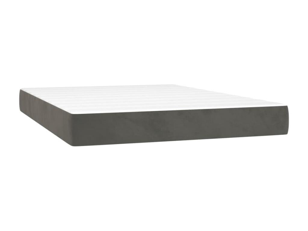 Upholstered bed base and mattress, Dark Grey, 140x200cm, Velvet, IMOJ26368