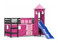 Children's loft bed with tower, mattress not included, pink, 90x200 cm NKWU21819