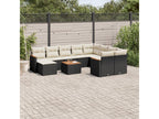 11-piece garden furniture set with cushions, black woven resin DACM47800