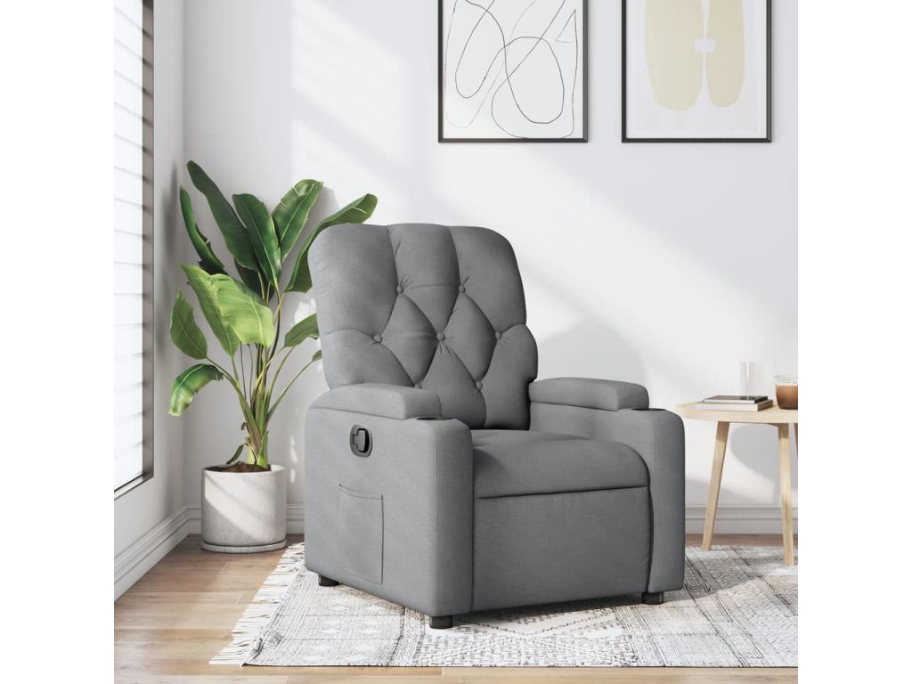Light Grey Fabric Reclining Armchair HDFM02874