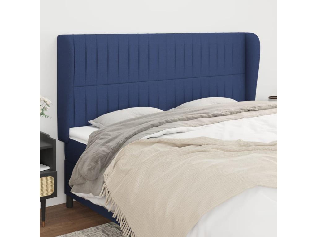 Headboard with wings, blue, 203x23x118/128 cm, fabric OVMO55273