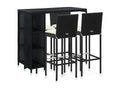 5-piece garden bar set and cushions, black woven resin PXKV67156