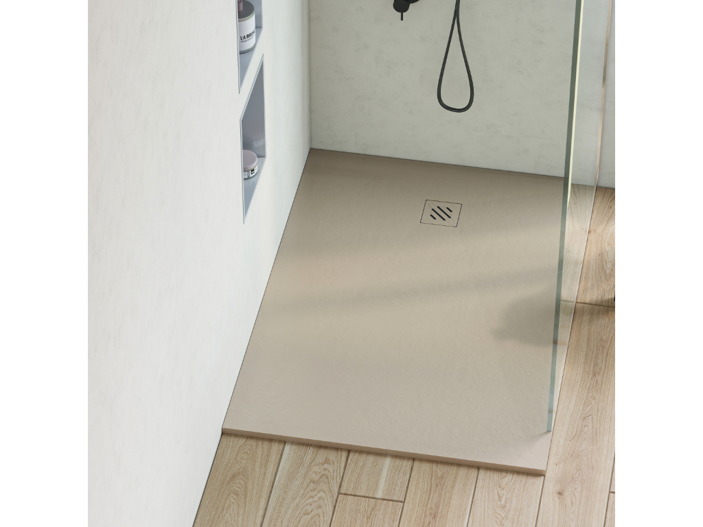 Lysvia Extra-Flat Shower Tray - Lysvia Texture in Beige Polyester - L150 x W70 x H2.6 cm - Lysvia TZLV68403