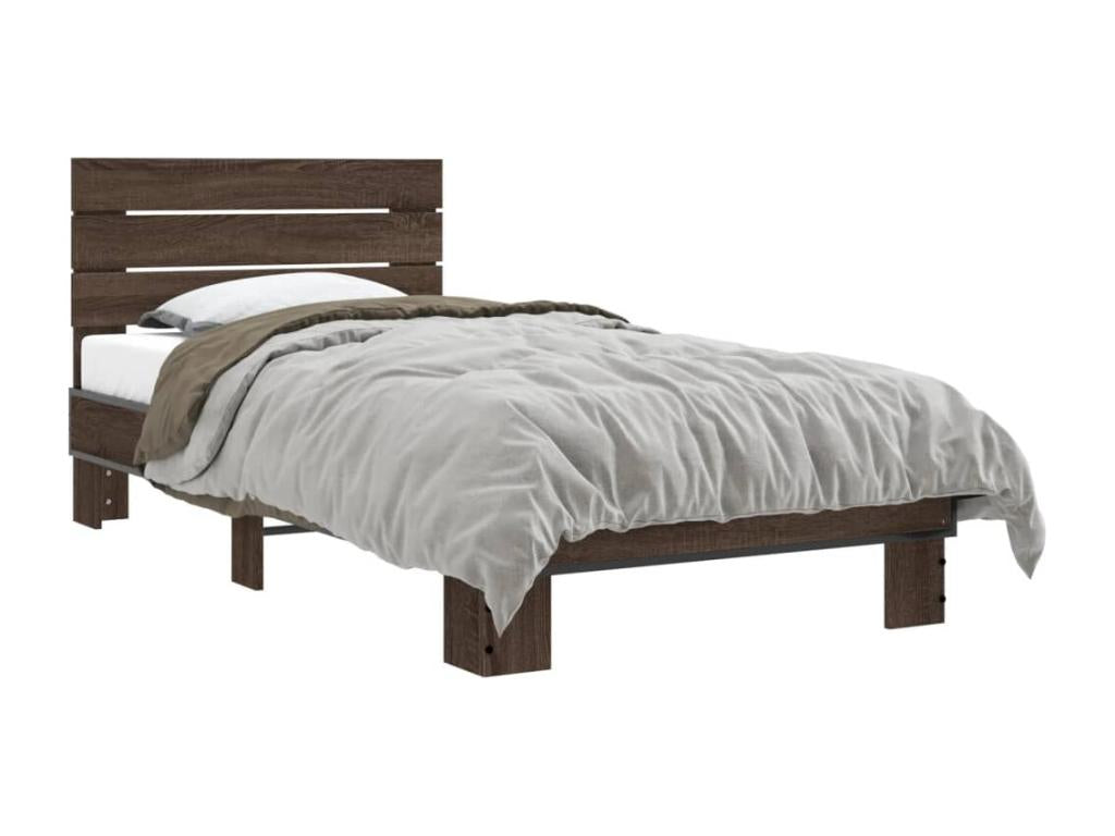 Bed frame without mattress, brown oak, 90x190 cm, EZAE41270
