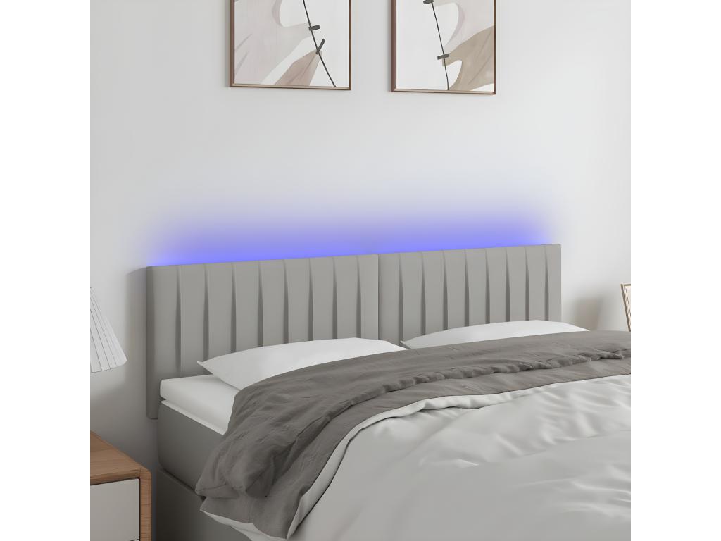 Light Grey LED Headboard 144x5x78/88 cm Fabric MQNY91076