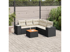 6-piece garden furniture set with cushions, black woven resin PQCH01822
