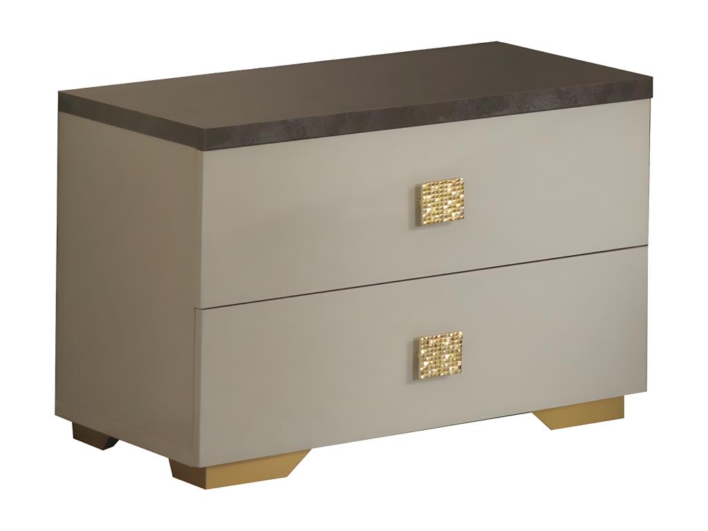 Lysvia - Bedroom 160x200cm Cream and Bronze LEDs WGQP31324