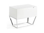 Elariva designer side table with 1 lacquered drawer and chrome steel legs - Off-white color FEKN94439