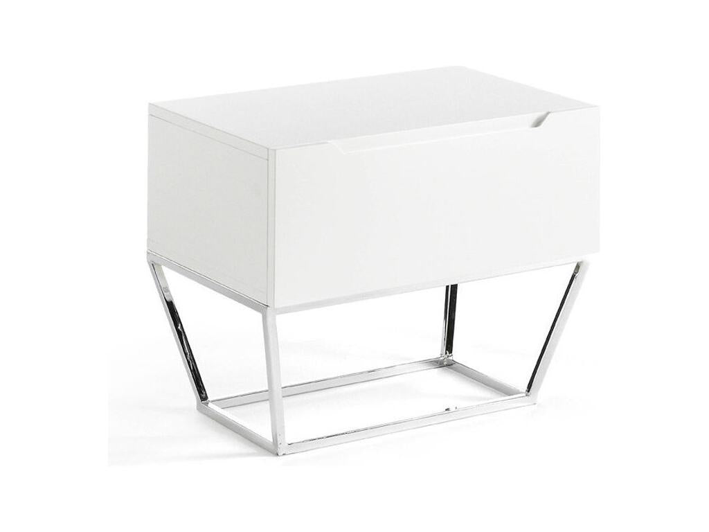 Elariva designer side table with 1 lacquered drawer and chrome steel legs - Off-white color FEKN94439