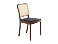 Lysvia rattan chair in black faux leather and ash wood - Set of 2 - Color: Lysvia 90 Black AUJU00089