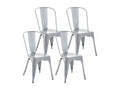 Set of 4 Bistro Chairs - Metal / Metal - Silver - Lysvia MPGN27694