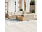 Garden furniture set with cushions, 12 pieces, beige woven resin DRRQ19821