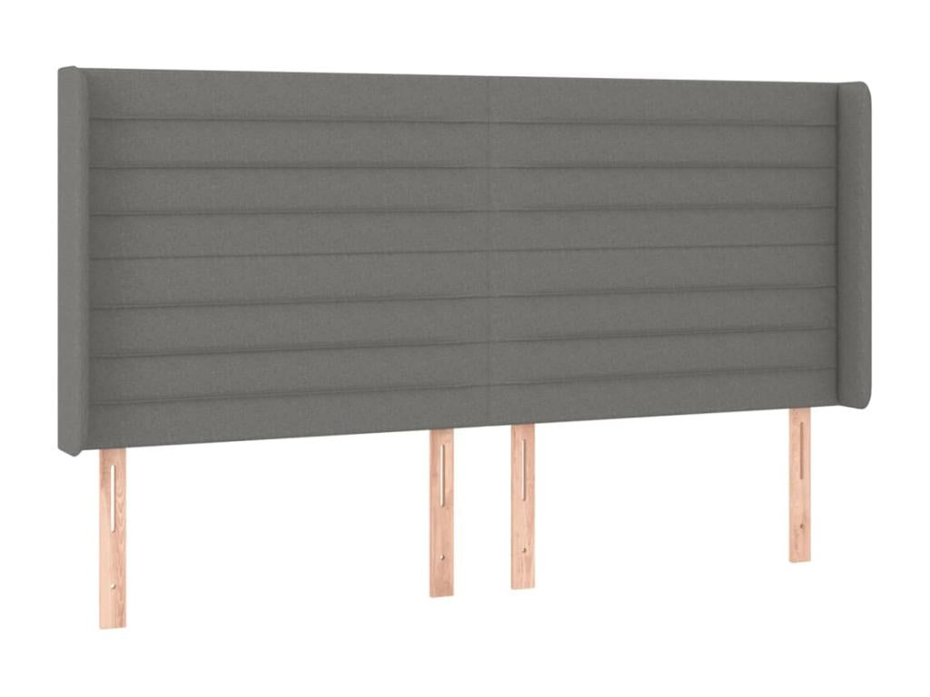 LED Headboard Dark Grey 163x16x118/128 cm Fabric CEUS52377