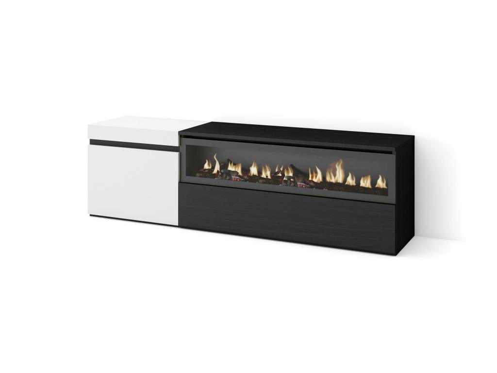 TV Stand/Bench 150x45x35cm For TVs up to 65" Electric Fireplace White and Black HKEL84380