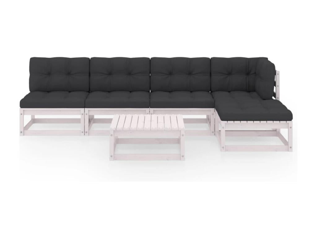 6-piece garden furniture set with cushions, solid pine wood DPYY01907