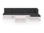 6-piece garden furniture set with cushions, solid pine wood DPYY01907