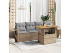 5-piece garden furniture set with cushions, beige woven resin XZGG38165