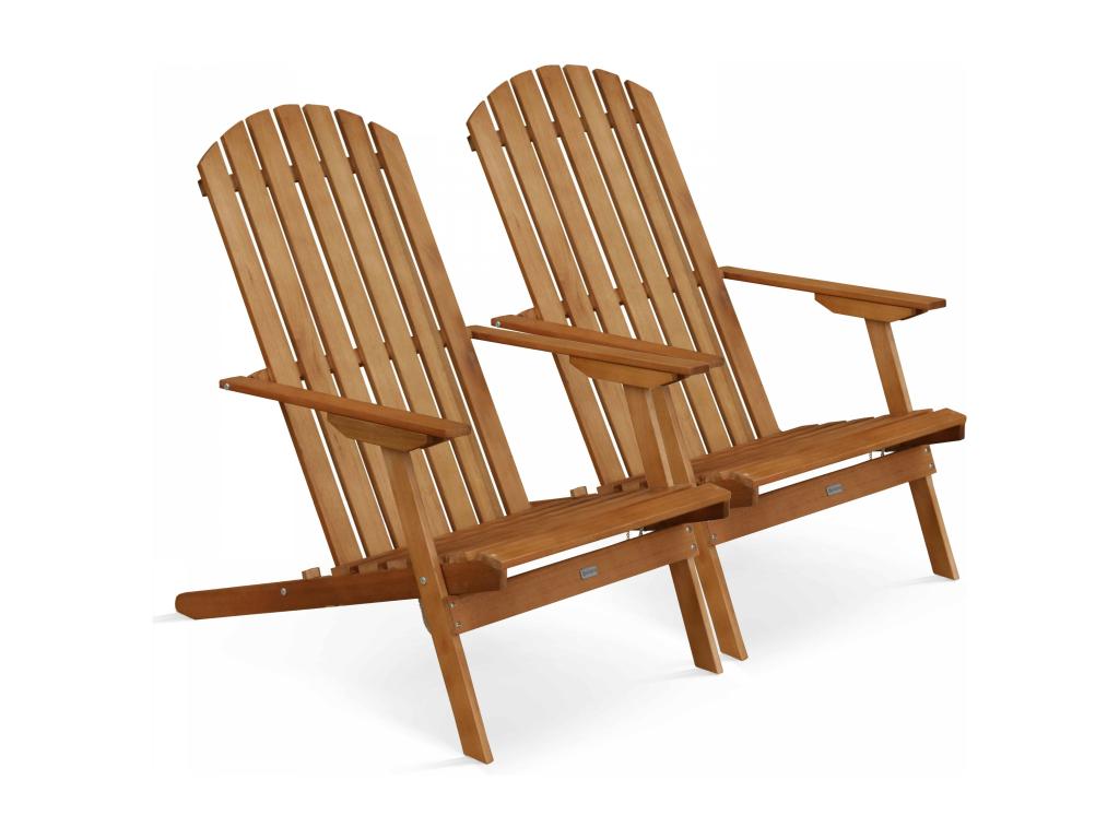 Set of 2 folding eucalyptus wood armchairs OACM10587
