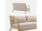Scandinavian 2-seater bench in wood and beige fabric - Lysvia - W 124 x D 83 x H 77cm MCUP26202