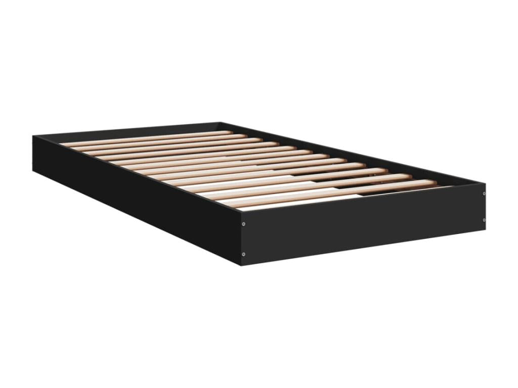Black engineered wood bed frame without mattress 90x190 cm