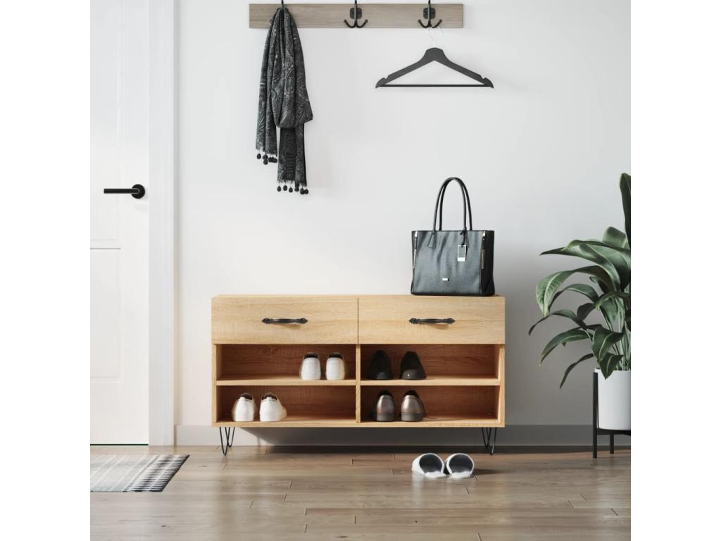 Oak shoe bench 102x35x55 engineered wood MWMZ79030