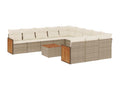 Garden furniture set with cushions, 12 pieces, beige woven resin DRRQ19821