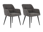 Set of 2 chairs with armrests in fabric and black metal - Grey - Elariva PWSL24684