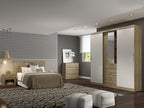 Wardrobe with 2 sliding doors - Mirror and drawers - W240cm - Natural and ivory color - II YDVG85141