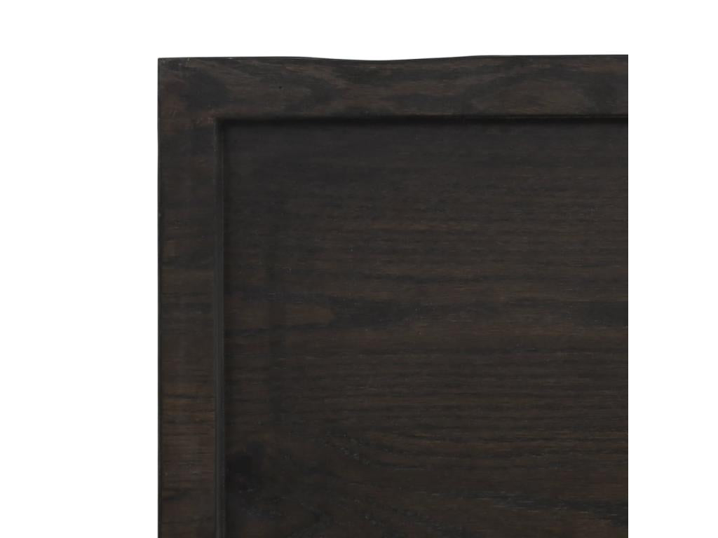 Dark brown wall shelf, solid treated oak wood AQGQ96436