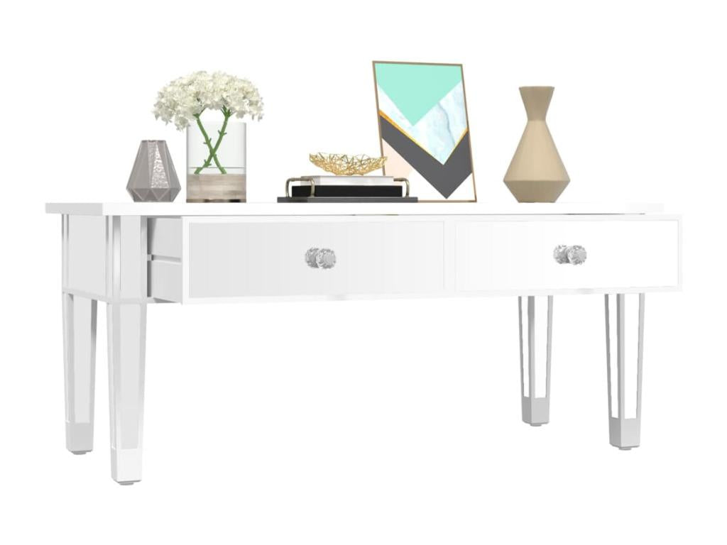 Coffee table with mirror, 106x45x45 cm, engineered wood and glass, WWRS97333