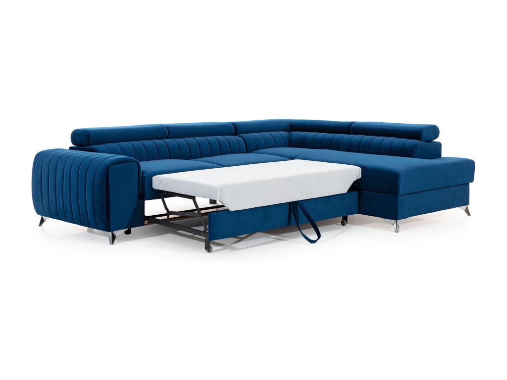 Left-hand corner convertible sofa with adjustable headrests, orange-brown velvet, 275cm RICU54463