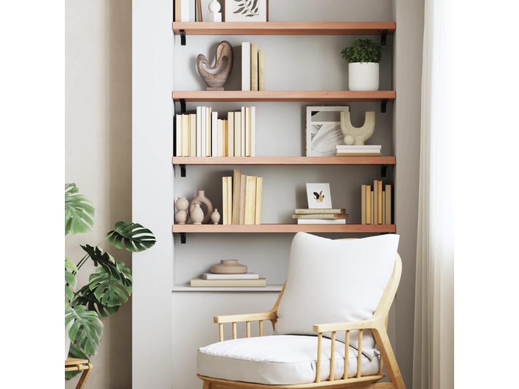 Light brown wall shelf, solid treated oak wood, OPYE35646