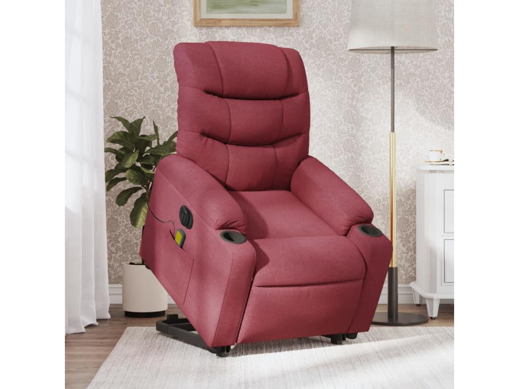 Electric reclining massage chair, burgundy red fabric XEPO06330