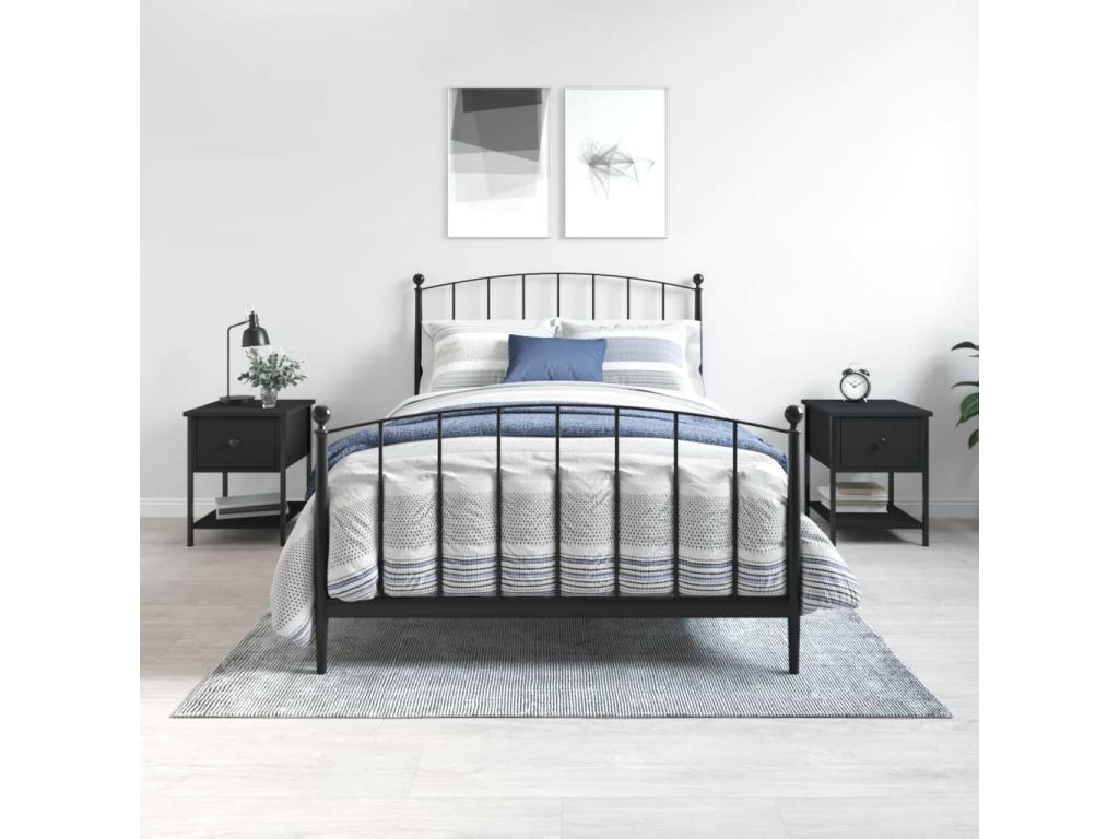 2-piece black bedside tables, 34x35.5x45 cm, engineered wood, PVWR61995