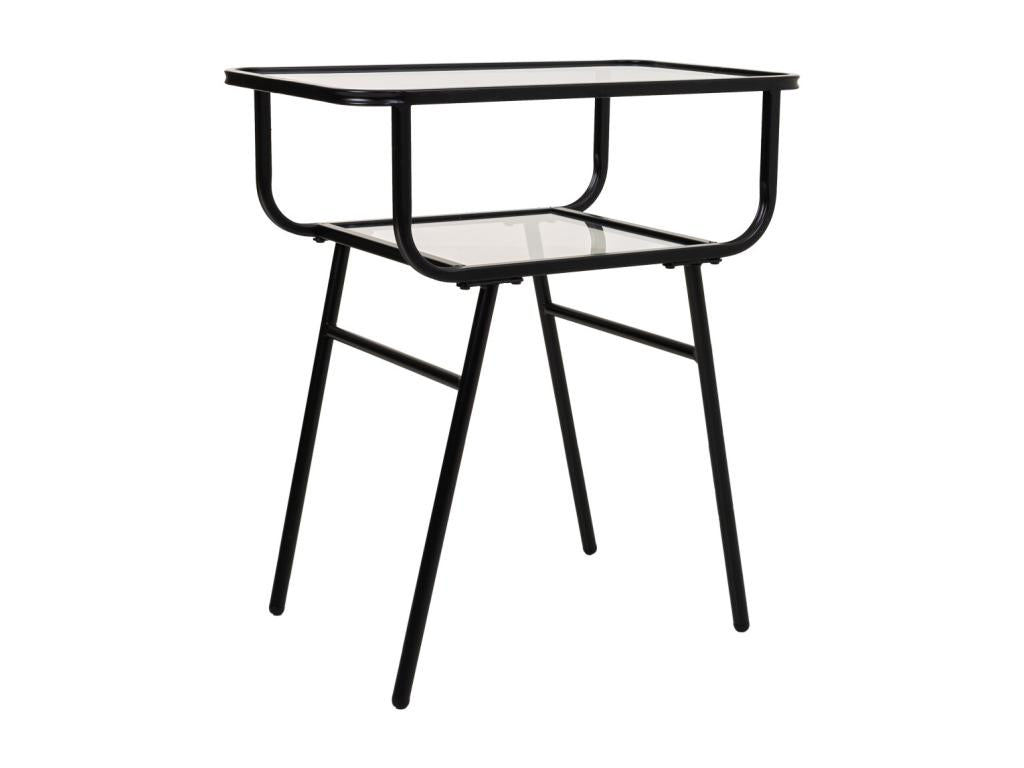 Metal and Glass Bedside Table with 1 Shelf, Grey, 60x35x65.5cm CHSH69289