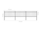 Garden fence with spear-shaped top, steel, 5.1 x 1 m, black, IYYG72980