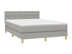 Upholstered bed base with mattress, light grey, 140x190cm, fabric PRUA01630