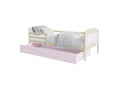 Children's Bed 90x190 Pine - Pink. Comes with slatted bed base, drawer, and 7cm foam mattress. NHQR50758