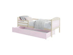 Children's Bed 90x190 Pine - Pink. Comes with slatted bed base, drawer, and 7cm foam mattress. NHQR50758