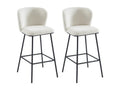 Set of 2 bar stools in bouclé fabric and metal - White - Lysvia YUDW41356