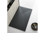 Anthracite shower tray with slate finish and colored drain cover - 160x100 cm GXGT55908