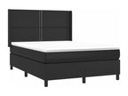 Bed base with mattress, black, 140x200 cm, faux leather, GQHG39038