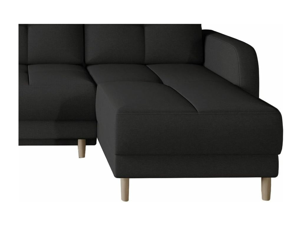 Scandinavian reversible corner sofa in black fabric and light wood legs, 240cm NDTC32379