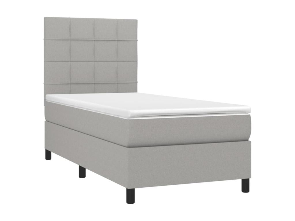 Lysvia bed base with light grey mattress 90x200 cm Fabric VMUD91795