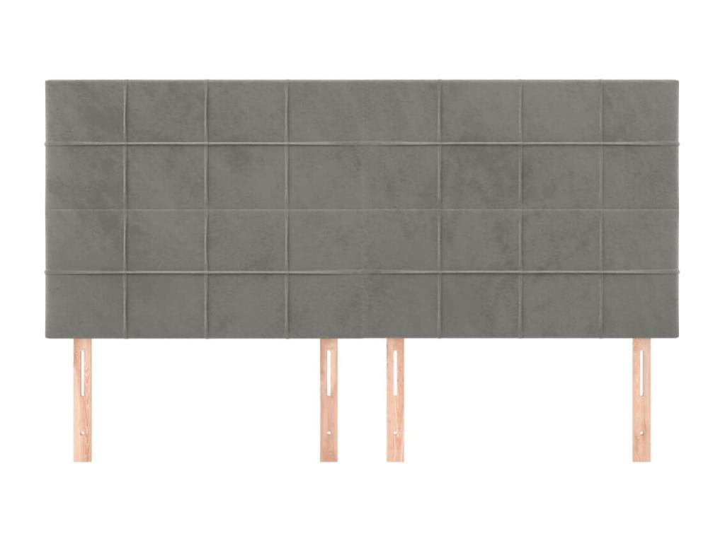 4-piece headboard set, light grey, 100x5x78/88 cm, velvet, BUYC75106