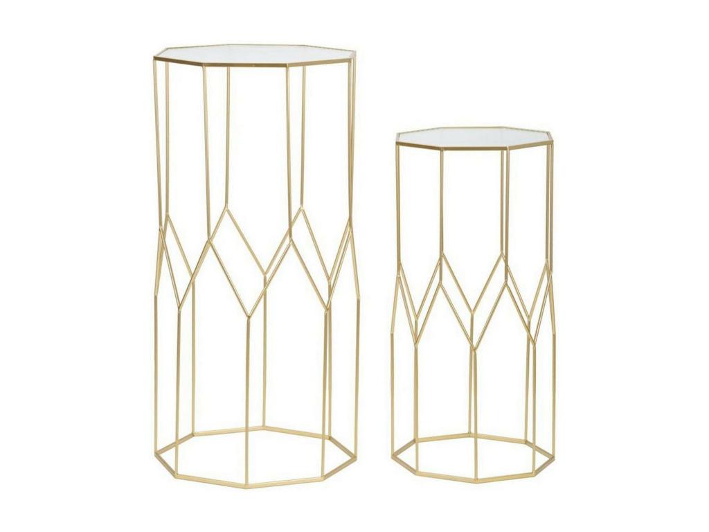 Lysvia Coffee Table, Magazine Rack for Sofa, Living Room Shelf, Gold, 50x46 h100 cm IIJG58138